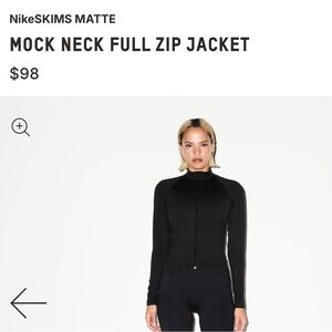 SKIMS NIKE MOCK NECK FULL ZIP MATTE JACKET OBSIDIAN BLACK SMALL NWT
